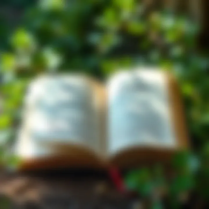 An open book surrounded by greenery, symbolizing exploration of spiritual alternatives.