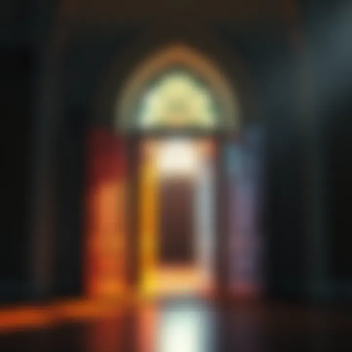 Open Church Doors A church with open doors inviting people inside for prayer and reflection.