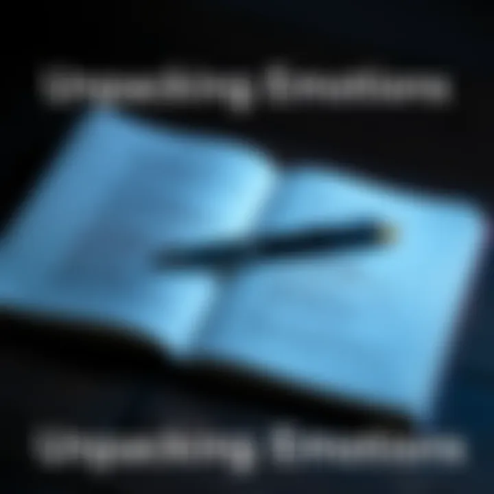 An open personal journal with neatly written notes and a pen lying beside it, symbolizing self-reflection and emotional exploration.