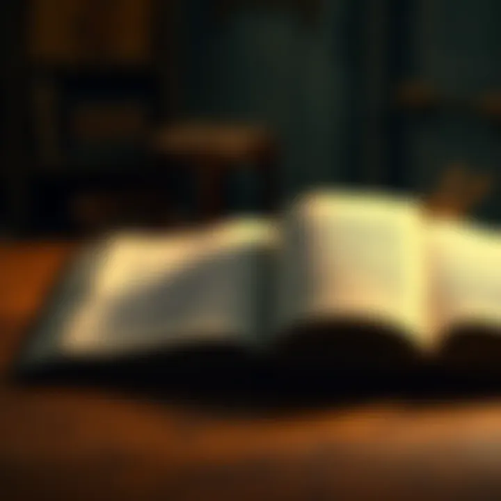 Open Talmud with Text An open Talmud on a wooden table with Hebrew text visible, surrounded by a warm light
