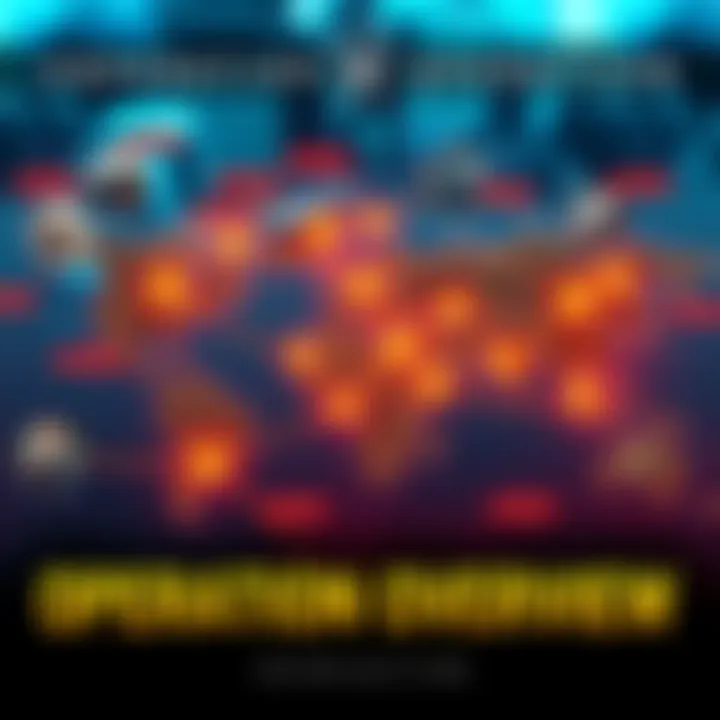 A detailed map showing connections between key players and locations involved in the operation.