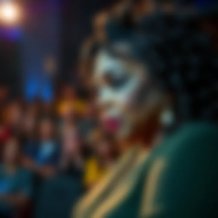 Oprah Winfrey appearing worried during a public event, with an audience in the background