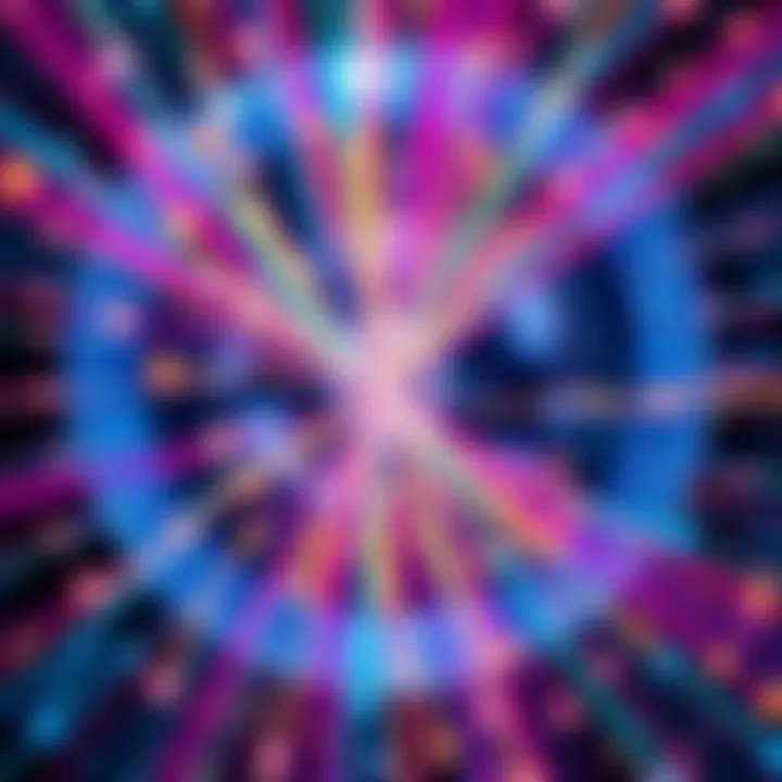 Close-up view of colorful optical fibers inside the Buga Sphere structure, showcasing their design and technology.
