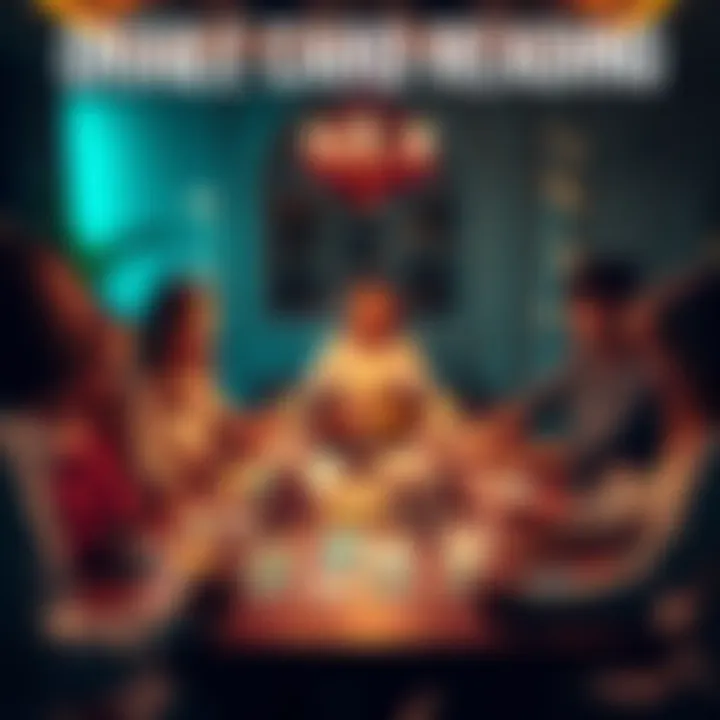 Participants engaging in an Oracle card reading session with colorful cards spread on a table, creating a welcoming atmosphere.