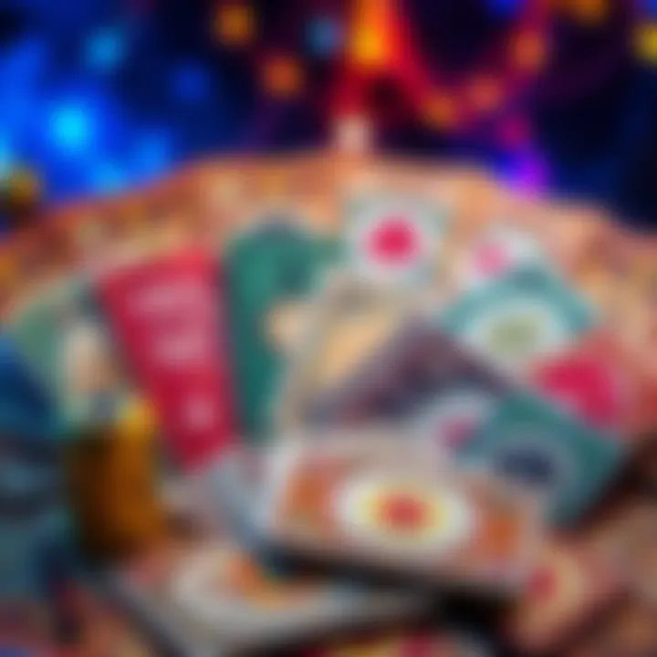 A colorful oracle deck displayed with various cards, inviting people to submit yes or no questions for answers.