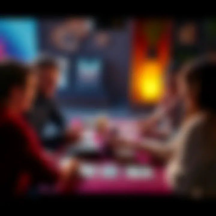 A group of people gathered around a table, practicing oracle readings with cards laid out and discussing insights