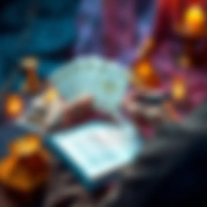 A person holding Oracle cards with a notepad and pen, ready to answer questions about life situations.