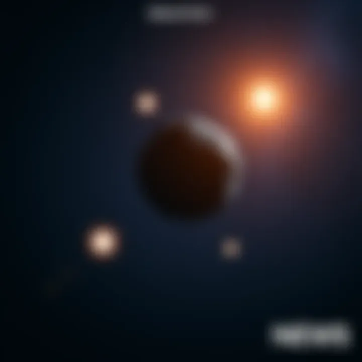 Five bright orbs orbiting the asteroid 3i/Atlas in a clear night sky