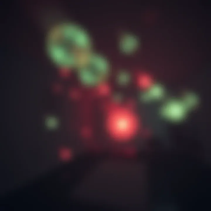 Glowing orbs floating in a dimly lit room with visible scratches on the wall.