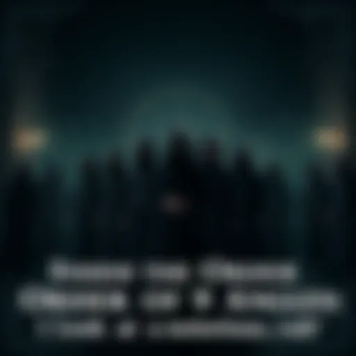 A group of individuals in dark clothing symbolizing the Order of 9 Angles, standing in a ritualistic pose under dim lighting.