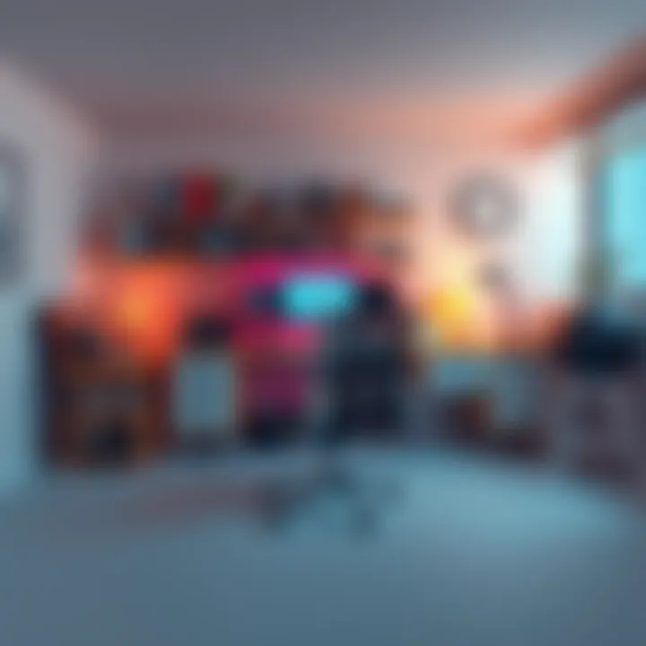 A well-arranged office den showcasing a desk, chair, and hobby space for productivity