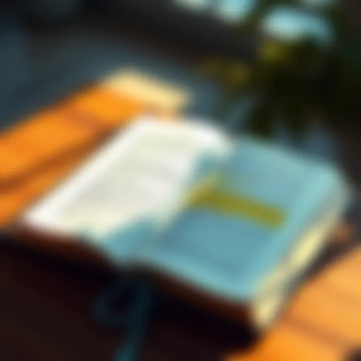 An open Bible with highlighted passages about equality and divine potential, placed on a wooden table with sunlight streaming in.