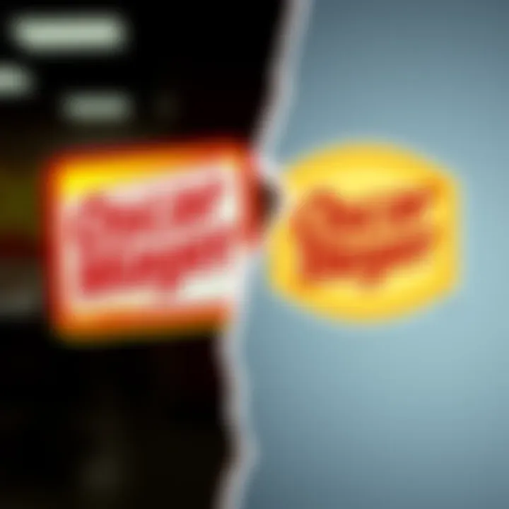 A split image showing the Oscar Mayer logo on one side and the Oscar Meyer logo on the other side, illustrating the confusion between the two terms.