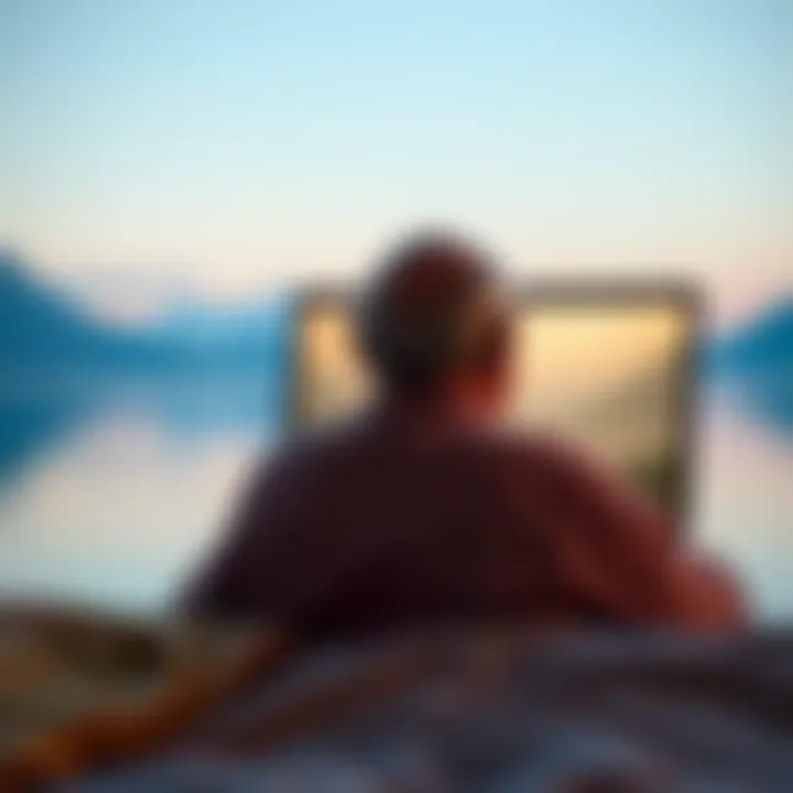 Osho Discourse Video Availability A person watching Osho's complete discourse video on a laptop with a calm background