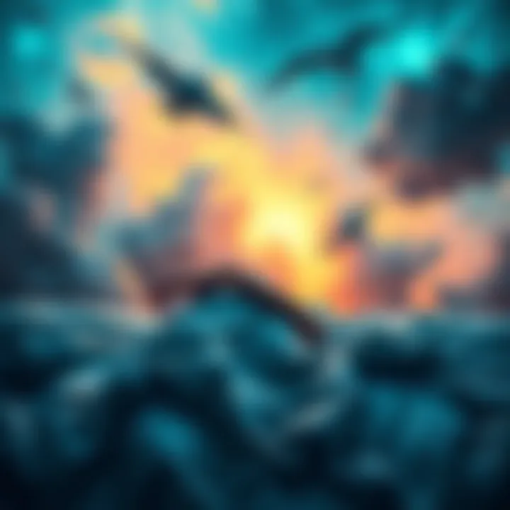 A person floating above their sleeping self in a dream-like setting