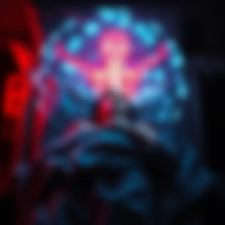 A person lying in bed with a glowing aura around their head, representing an out of body experience during the night