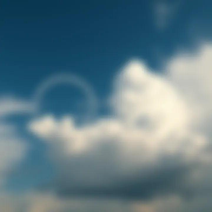 A photo showing an unusual oval object embedded in white clouds above West Michigan.