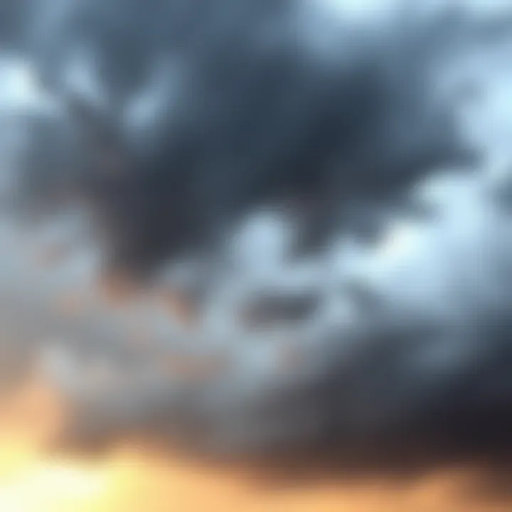 Overcast sky with rain clouds Dark clouds loom overhead, suggesting a stormy atmosphere, reflecting the tough emotions of August 2026.