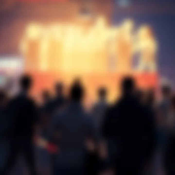 A headline about a significant news story fading into the background while a crowd discusses other trending topics.