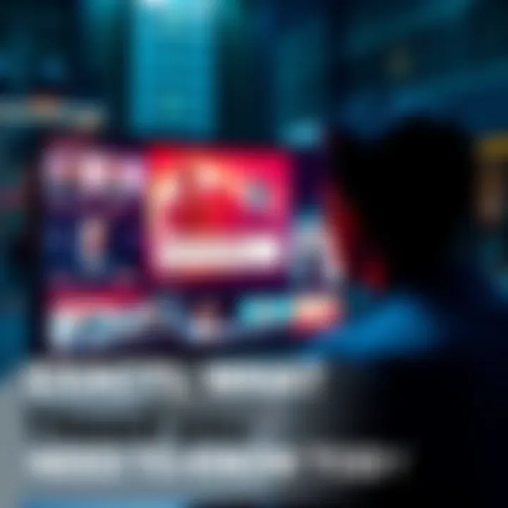 A person looking at a digital screen displaying current news and trends