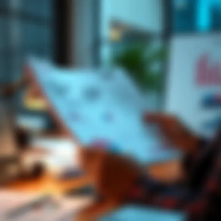 A person reading a report with charts and graphs on a desk, analyzing its importance.