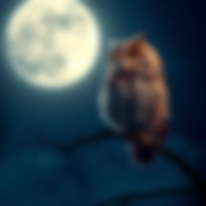 A wise owl symbolizing insight and nostalgia amidst a night sky