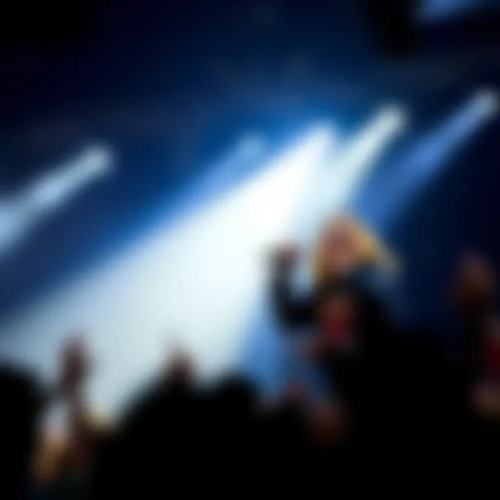 Ozzy Osbourne on stage, singing with a spotlight on him, surrounded by an audience