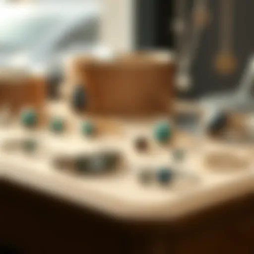 A display of various alternative jewelry pieces suitable for pagans in conservative areas, featuring subtle designs and symbols that reflect personal beliefs without being overt.