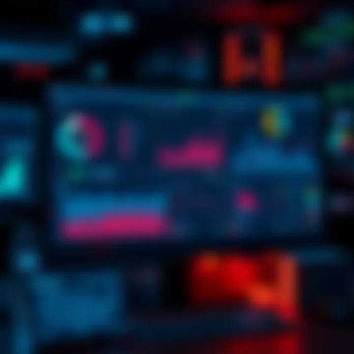 A computer screen showing the Palantir software with data analytics and graphs, representing surveillance technology