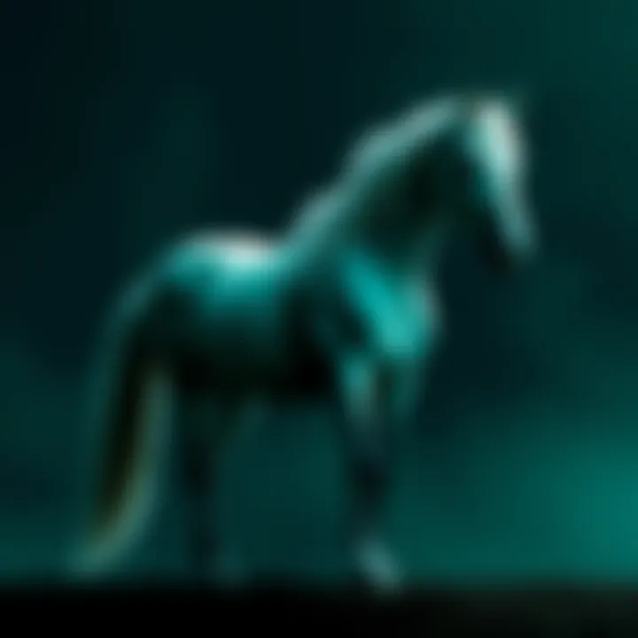 A pale green horse standing against a dark background, symbolizing themes from the Book of Revelation and the Mandela Effect.