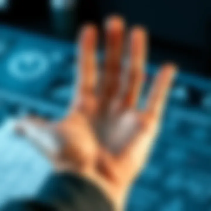 A hand with palm lines being examined for career guidance