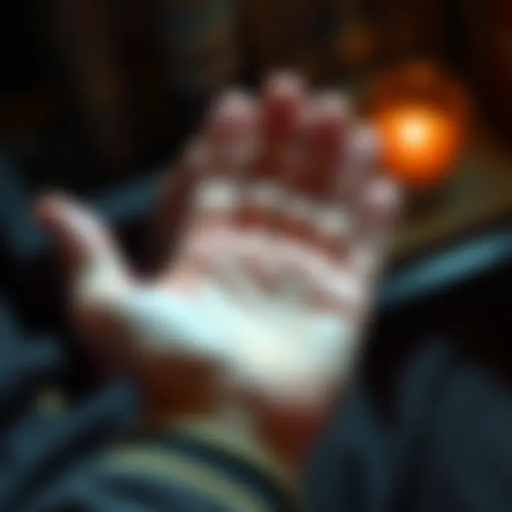 A person examining their palm, focusing on lines and shapes, representing insights into their personality and life experiences.