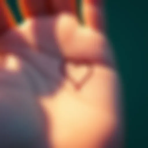 A close-up view of a palm showing an island shape on the heart line, inviting contributions for research.