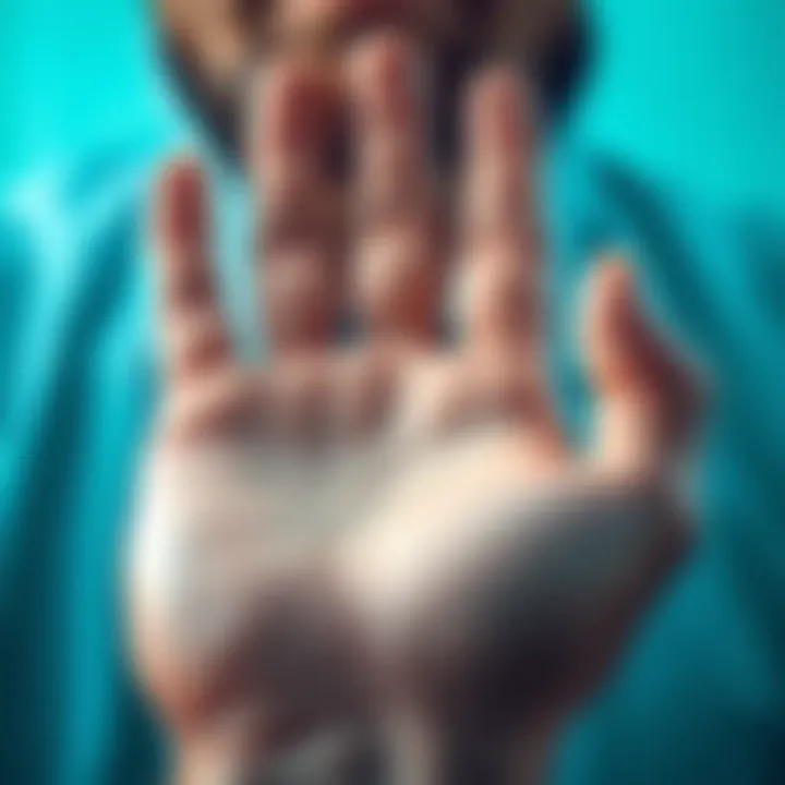A close-up of a person's hand showing palm lines, symbolizing health and family connections.