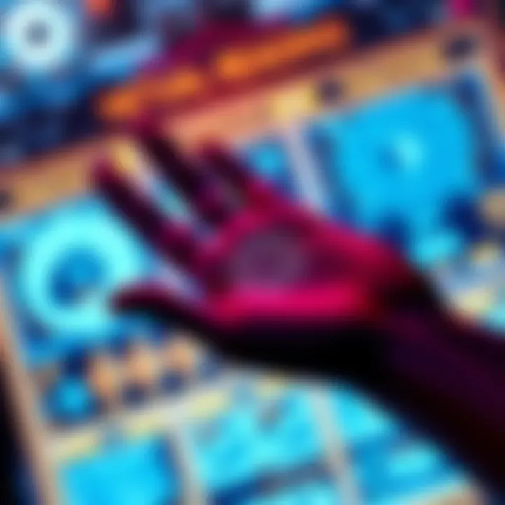 Palm reading with AI A close-up of a hand with prominent palm lines being analyzed by AI technology on a screen