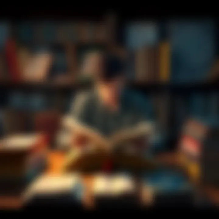 Reading Palm and Astrology Books A person sits at a table surrounded by books on palm reading and astrology, reflecting on life after loss.