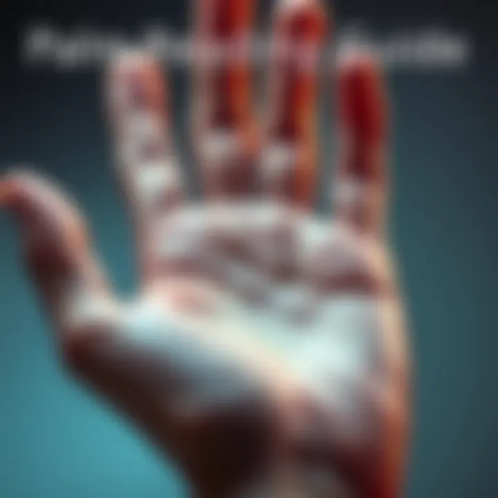 A close-up of a hand with lines on the palm, displaying different characteristics for palm reading.