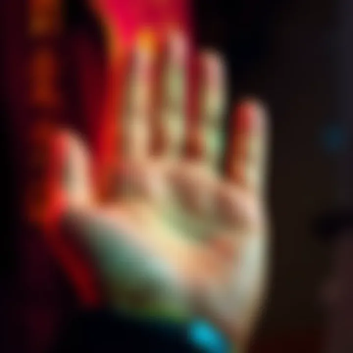 A person examining palm lines for insight into their future