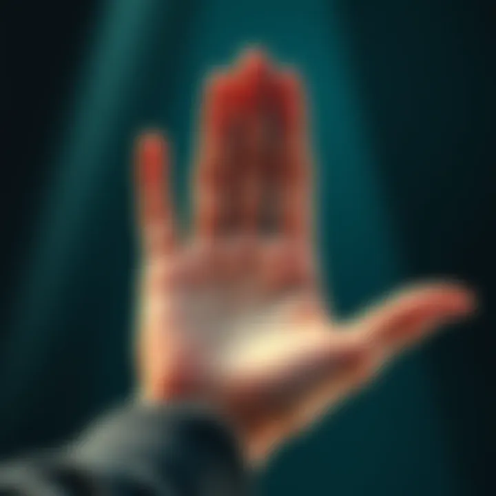 A person holding a hand with palm lines visible for reading