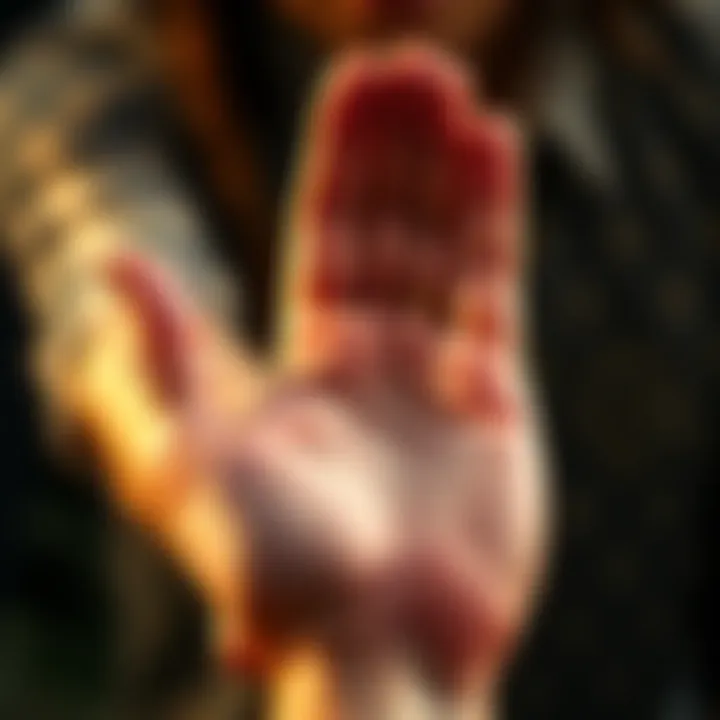 A person showing their palm with clear lines marked for palmistry