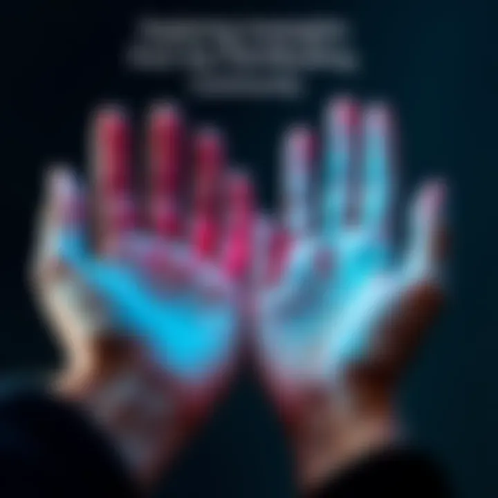 Two hands with palm lines highlighted, representing palmistry discussions in a community