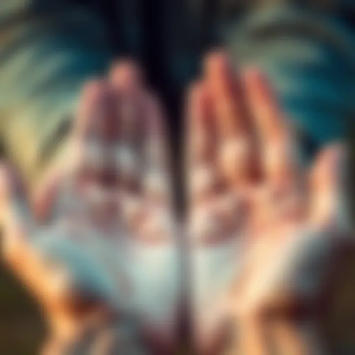 Close-up of hands showing palm lines for reading