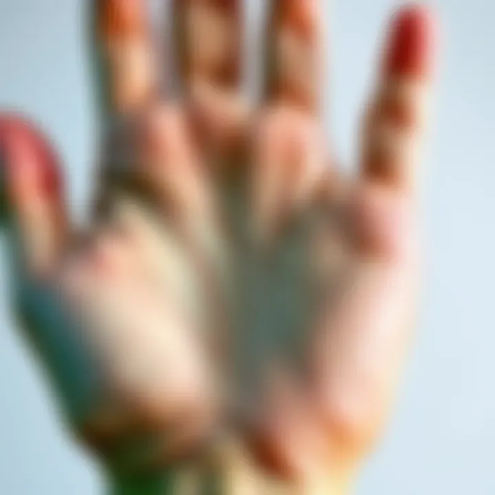A close-up of a hand with visible palm lines, highlighting crooked and abruptly ending lines, symbolizing insights in palmistry.