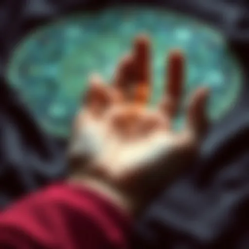 A person examining their palm with a focus on lines representing love and relationships