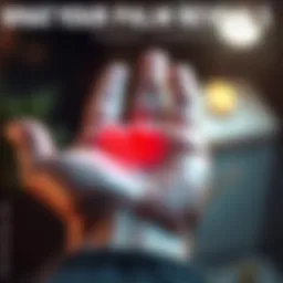 A close-up of a hand being examined for palm reading, highlighting the heart line and head line