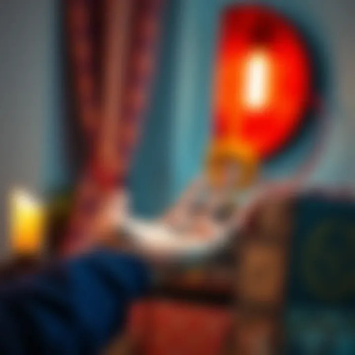 A young adult having their palm examined by a practitioner during a palm reading session