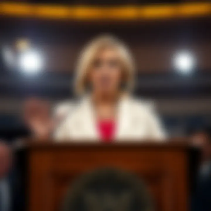 Pam Bondi speaking at a podium Pam Bondi addressing the audience, hinting at Trump photos in Epstein's safe