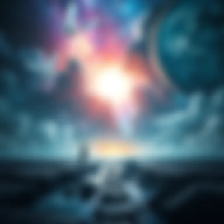 Exploration of Mediumship and Dreams A surreal landscape representing the intersection of dreams and consciousness with ethereal elements illustrating pantheistic beliefs