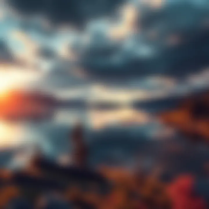 A serene view of Papoose Lake contrasting with a mysterious atmosphere, hinting at government secrecy and UFO lore