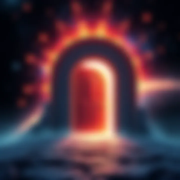 A glowing door surrounded by stars, symbolizing a passage to a parallel universe.